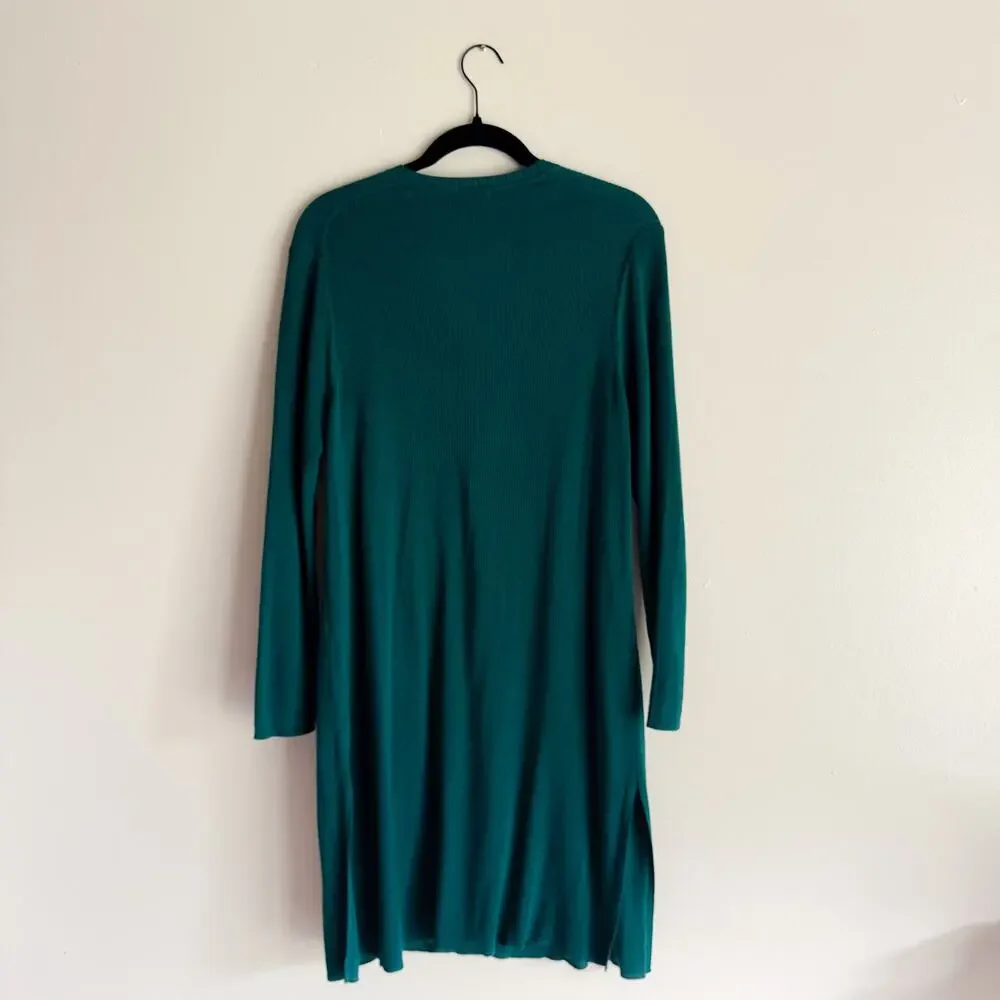 J. Jill Green V Neck Button Front Duster Cardigan Sweater - Medium Petite - NWT